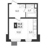 Планировка квартиры студии, 25,1 м2