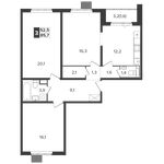 Планировка 3-комнатной квартиры, 85,7 м2