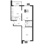 Планировка 2-комнатной квартиры, 58,7 м2