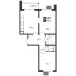 Планировка 2-комнатной квартиры, 53,3 м2