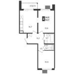 Планировка 2-комнатной квартиры, 53,7 м2