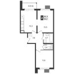 Планировка 2-комнатной квартиры, 53,1 м2