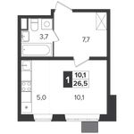 Планировка 1-комнатной квартиры, 26,5 м2