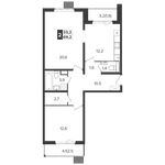 Планировка 2-комнатной квартиры, 69,2 м2
