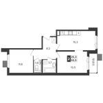 Планировка 2-комнатной квартиры, 55,5 м2