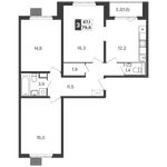 Планировка 3-комнатной квартиры, 79,6 м2