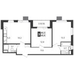 Планировка 3-комнатной квартиры, 64,9 м2