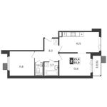Планировка 2-комнатной квартиры, 55,5 м2