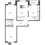 Планировка 3-комнатной квартиры, 79,9 м2