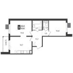Планировка 2-комнатной квартиры, 53,5 м2