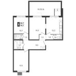 Планировка 3-комнатной квартиры, 76,7 м2