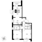 Планировка 3-комнатной квартиры, 63,2 м2