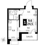 Планировка квартиры студии, 24,5 м2