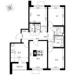 Планировка 4-комнатной квартиры, 90,9 м2