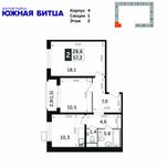 Планировка 2-комнатной квартиры, 57,3 м2