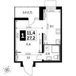 Планировка квартиры студии, 27,2 м2