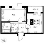 Планировка 1-комнатной квартиры, 42,2 м2