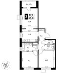 Планировка 3-комнатной квартиры, 63 м2