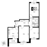 Планировка 3-комнатной квартиры, 76 м2