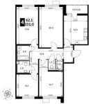 Планировка 4-комнатной квартиры, 101 м2