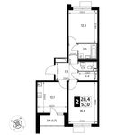 Планировка 2-комнатной квартиры, 57 м2
