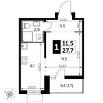 Планировка квартиры студии, 27,7 м2