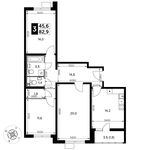 Планировка 3-комнатной квартиры, 82,9 м2