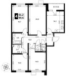 Планировка 4-комнатной квартиры, 99,6 м2