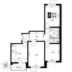 Планировка 3-комнатной квартиры, 76,8 м2