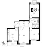 Планировка 3-комнатной квартиры, 76,9 м2