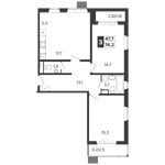 Планировка 3-комнатной квартиры, 74,2 м2