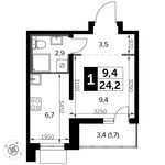 Планировка квартиры студии, 24,2 м2
