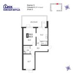 Планировка 2-комнатной квартиры, 59,8 м2