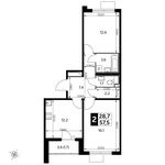 Планировка 2-комнатной квартиры, 57,5 м2