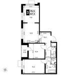 Планировка 3-комнатной квартиры, 67,3 м2