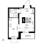 Планировка квартиры студии, 27,6 м2