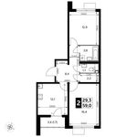 Планировка 2-комнатной квартиры, 59 м2