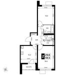 Планировка 2-комнатной квартиры, 59,5 м2