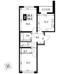 Планировка 2-комнатной квартиры, 59,2 м2