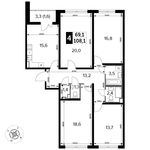 Планировка 4-комнатной квартиры, 108,1 м2
