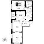 Планировка 3-комнатной квартиры, 70 м2
