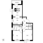 Планировка 3-комнатной квартиры, 63 м2