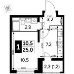 Планировка квартиры студии, 25 м2