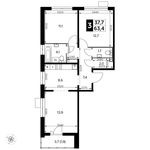 Планировка 3-комнатной квартиры, 63,4 м2