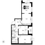 Планировка 3-комнатной квартиры, 67,4 м2