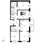 Планировка 4-комнатной квартиры, 84,3 м2