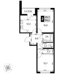 Планировка 2-комнатной квартиры, 59,2 м2