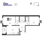 Планировка 2-комнатной квартиры, 54,7 м2