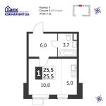 Планировка квартиры студии, 25,1 м2