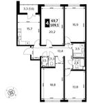 Планировка 4-комнатной квартиры, 109,1 м2